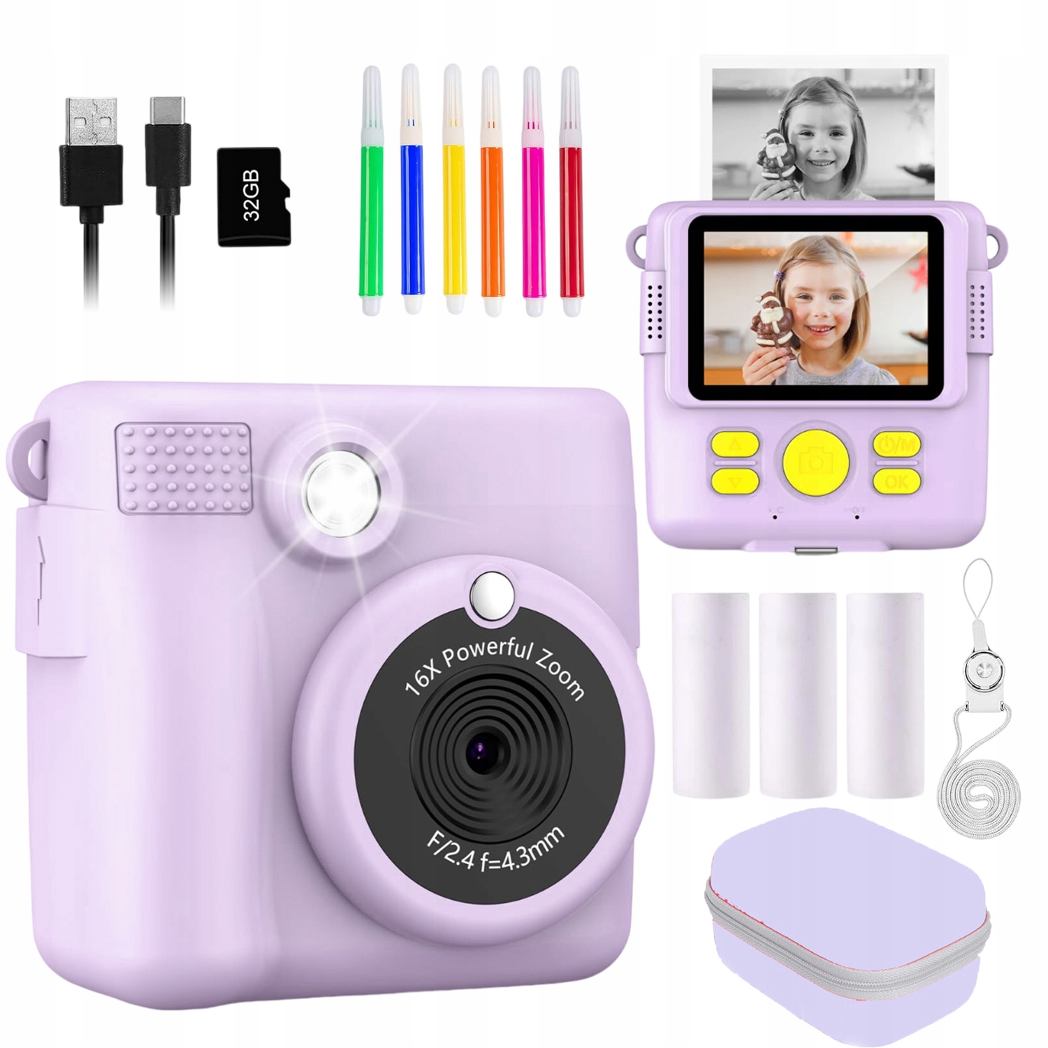 Instantní Fotoaparát Pro Děti 1080P Mini Tiskárna S Pouzdro