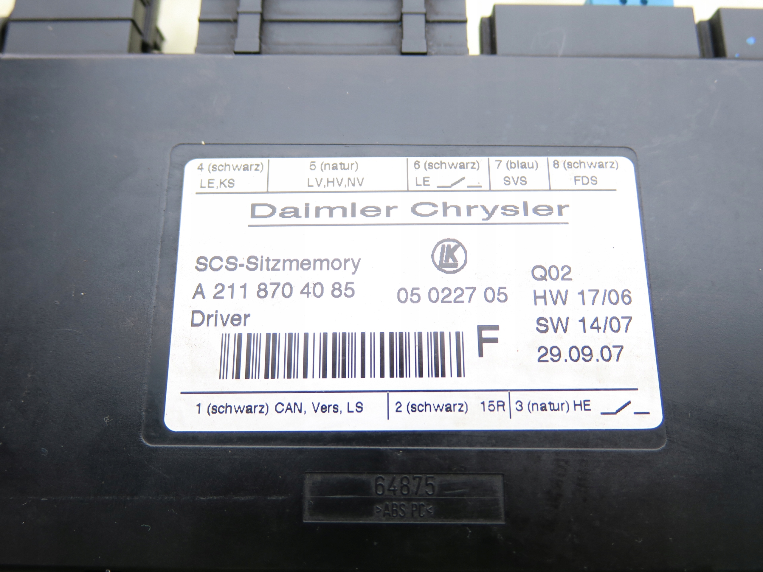 MODUŁ FOTELA MERCEDES ML W164 Numer katalogowy części 2118704085