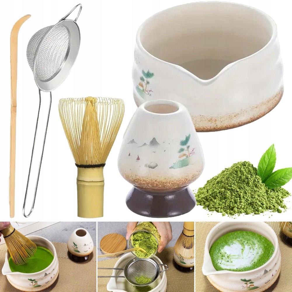 Levně Sada Na Matchu 5KS Keramika Bílá: Šálek, Chasen, Lžička, Podstavec