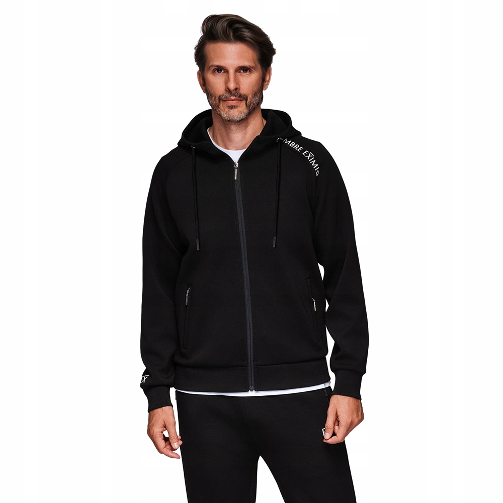 Pánská Rozepínací mikina se stojáčkem a kapucí černá V1 OM-SSZP-0216 vel. S