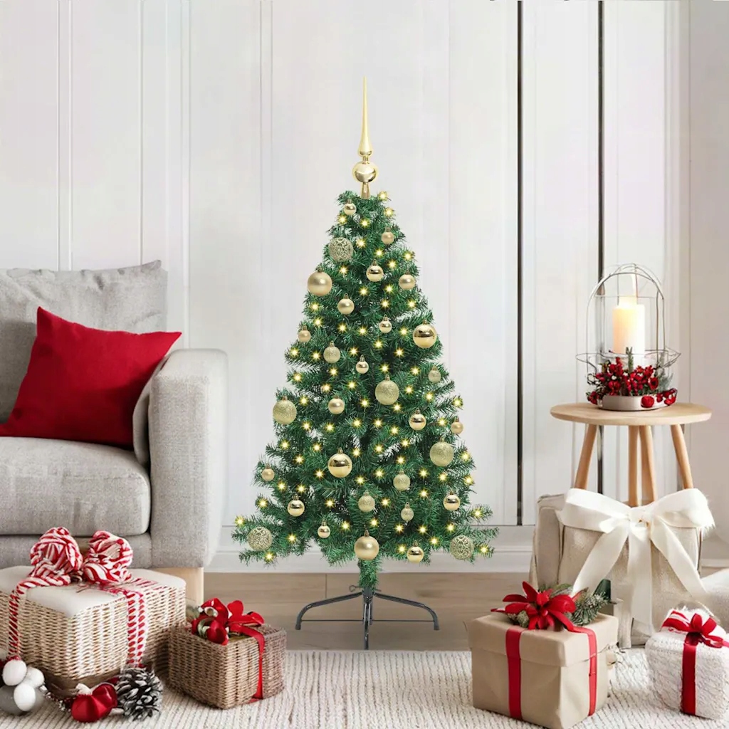 vidaXL Umělý osvětlený vánoční stromeček Zelená 120 cm Pvc