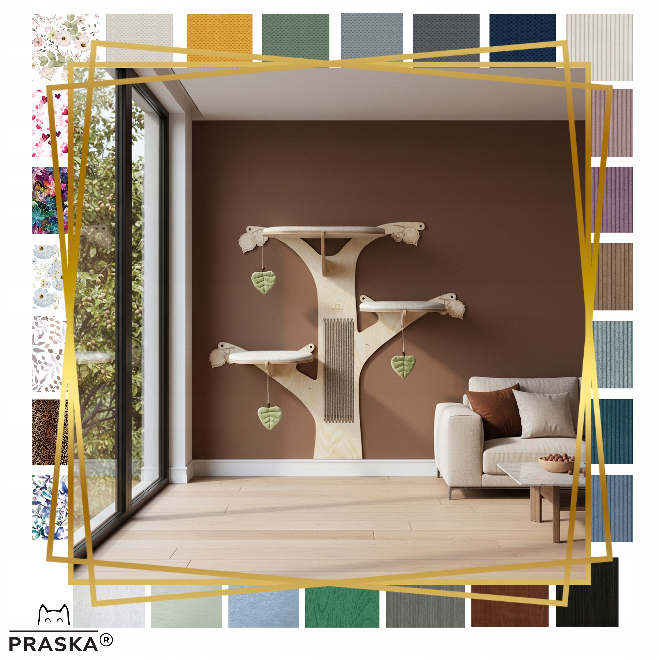 Praska Škrabadlo pro kočky na zeď Stromek Lesní 162x150 cm Barva