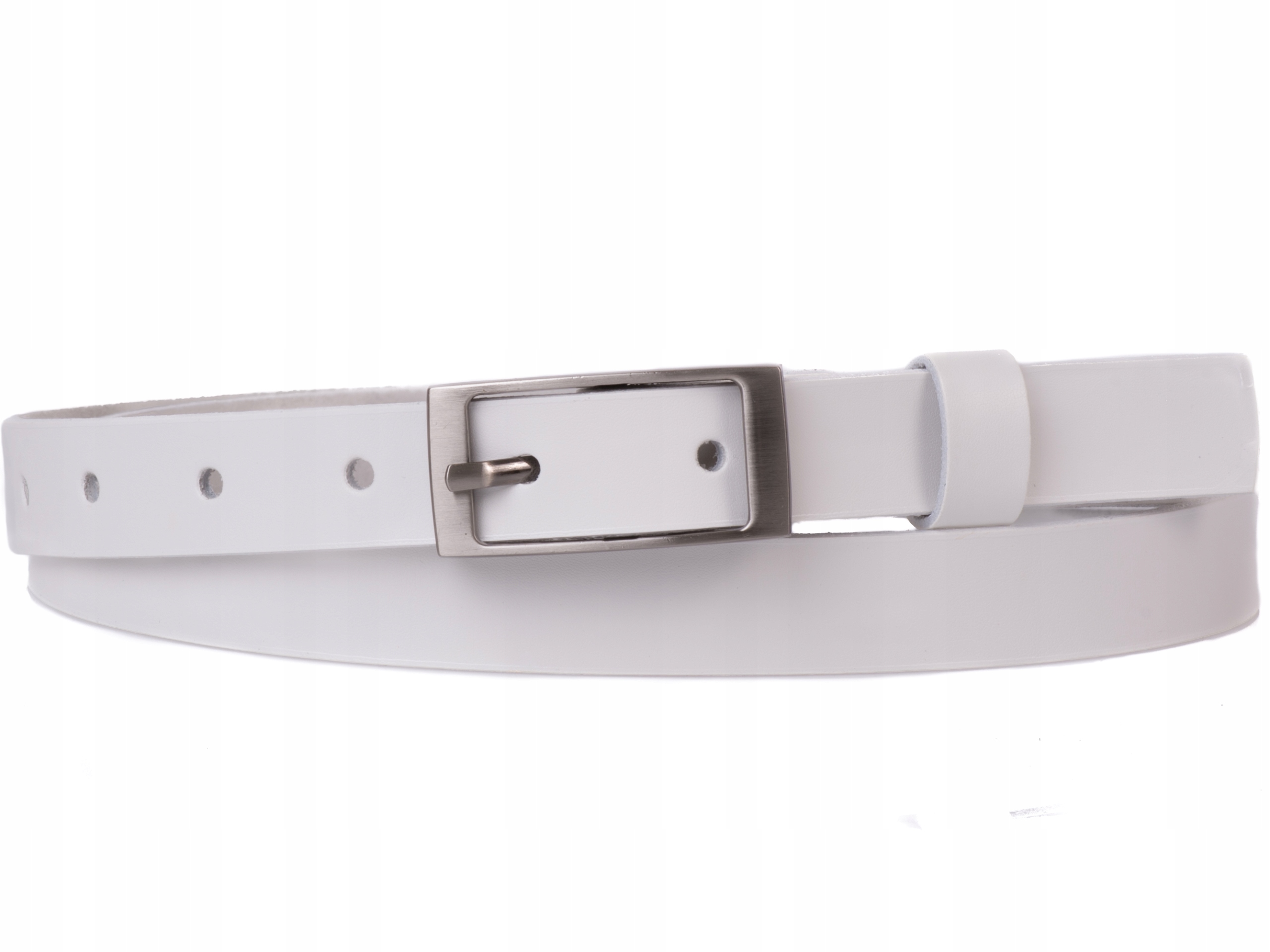 

Damski Skórzany pasek 2cm Biały |75obw