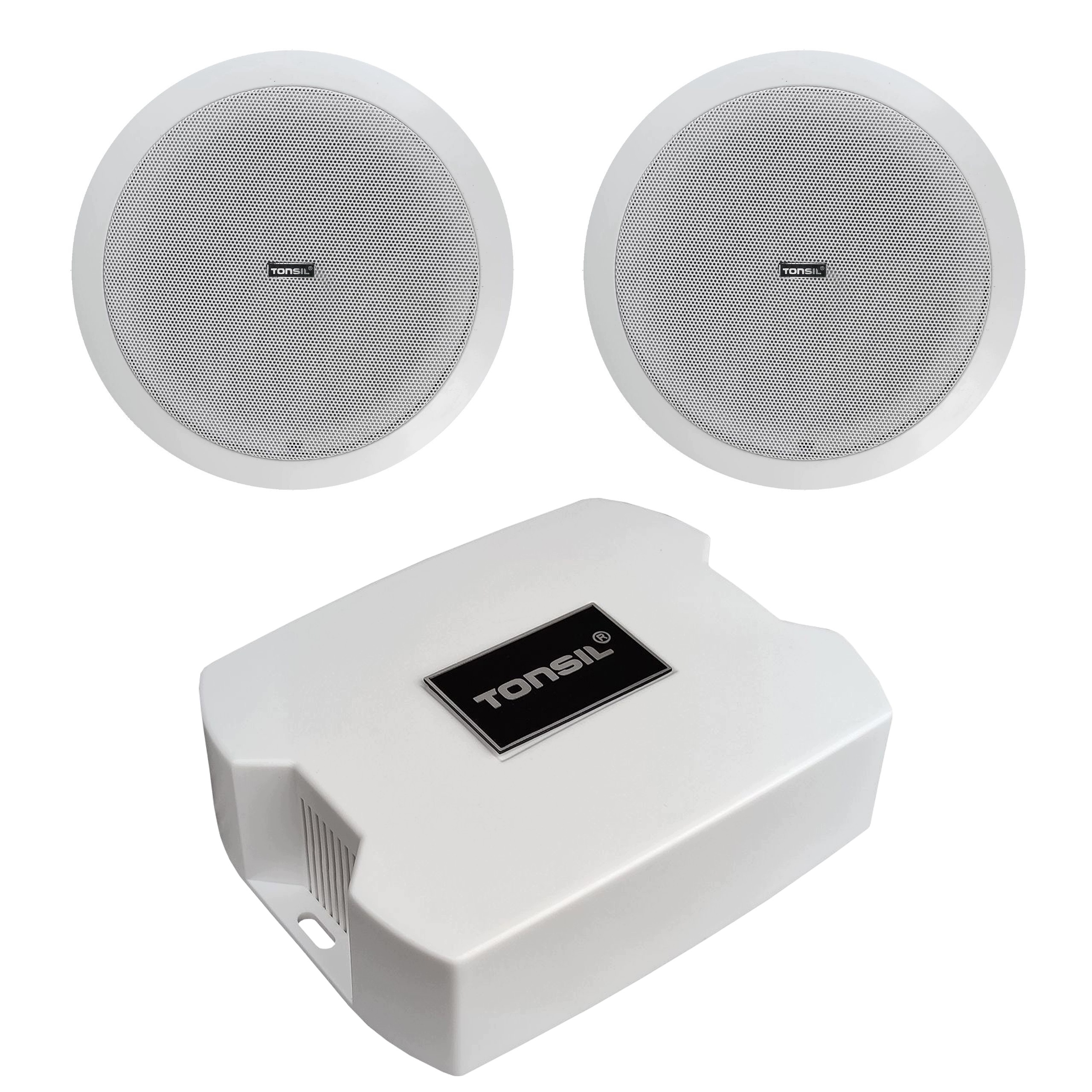 Set Tonsil: Zesilovač WS-25 2x stropní reproduktor Zgsu 25T 2-dr (Bílý)