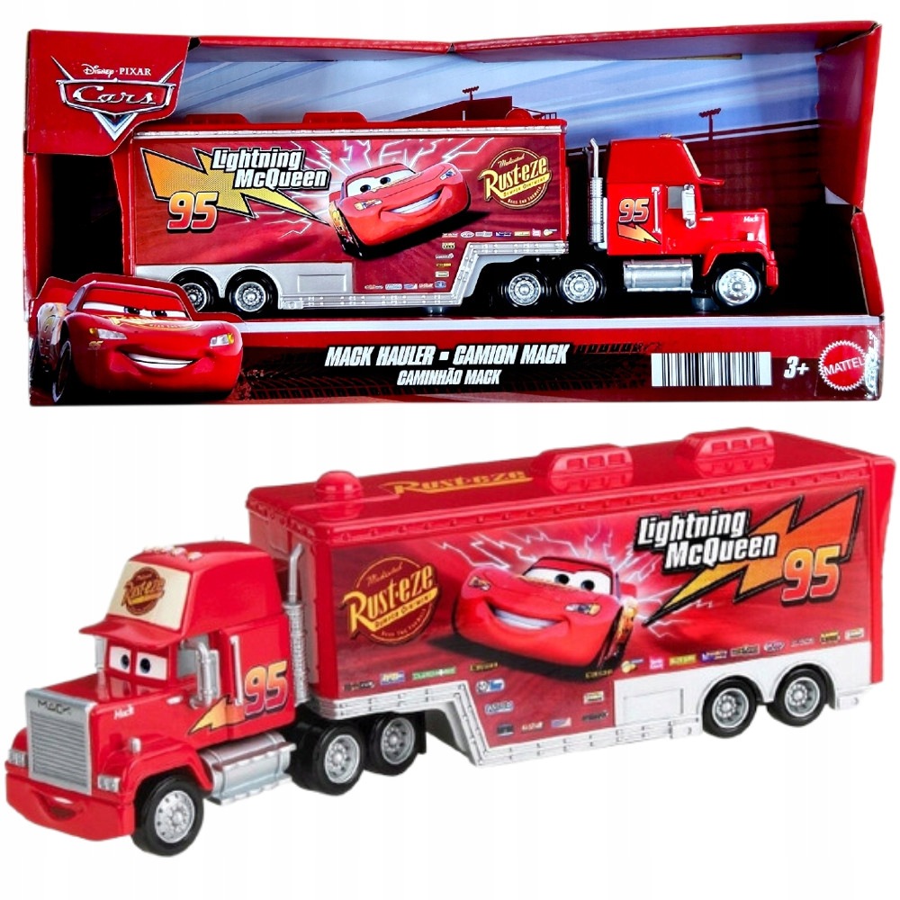 Cars Samochód Maniek Ciężarówka Otwierany Pojazd Mack Hauler JGC73