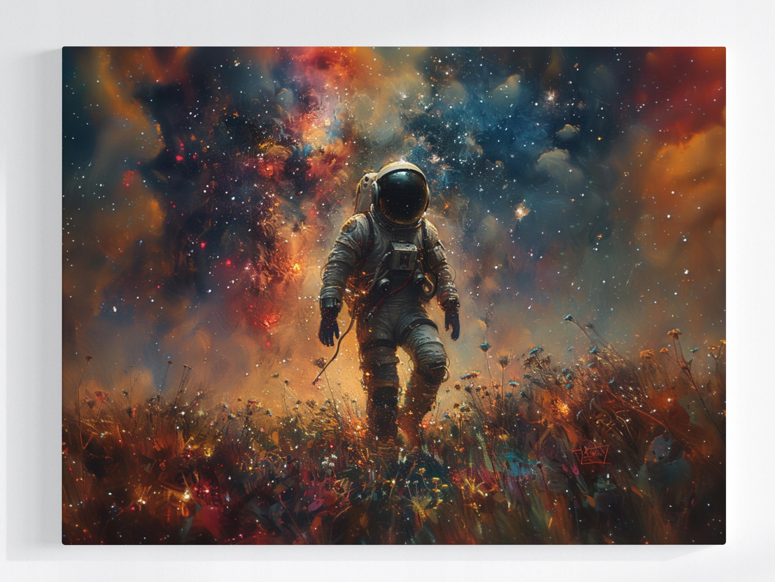 Obraz Na Plátně Canvas Sci Fi Kosmos Hvězdy Nebe Louka Astronauta 100x75