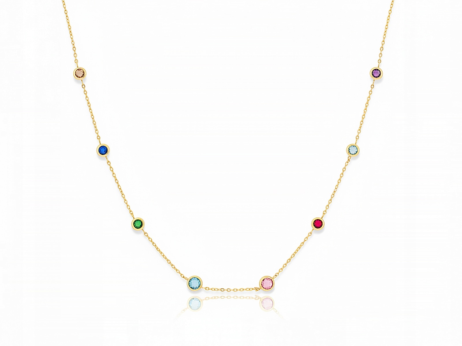 Zlatý náhrdelník 585 s barevnými zirkony 45 cm, kroužky 2.05 g Valentýn