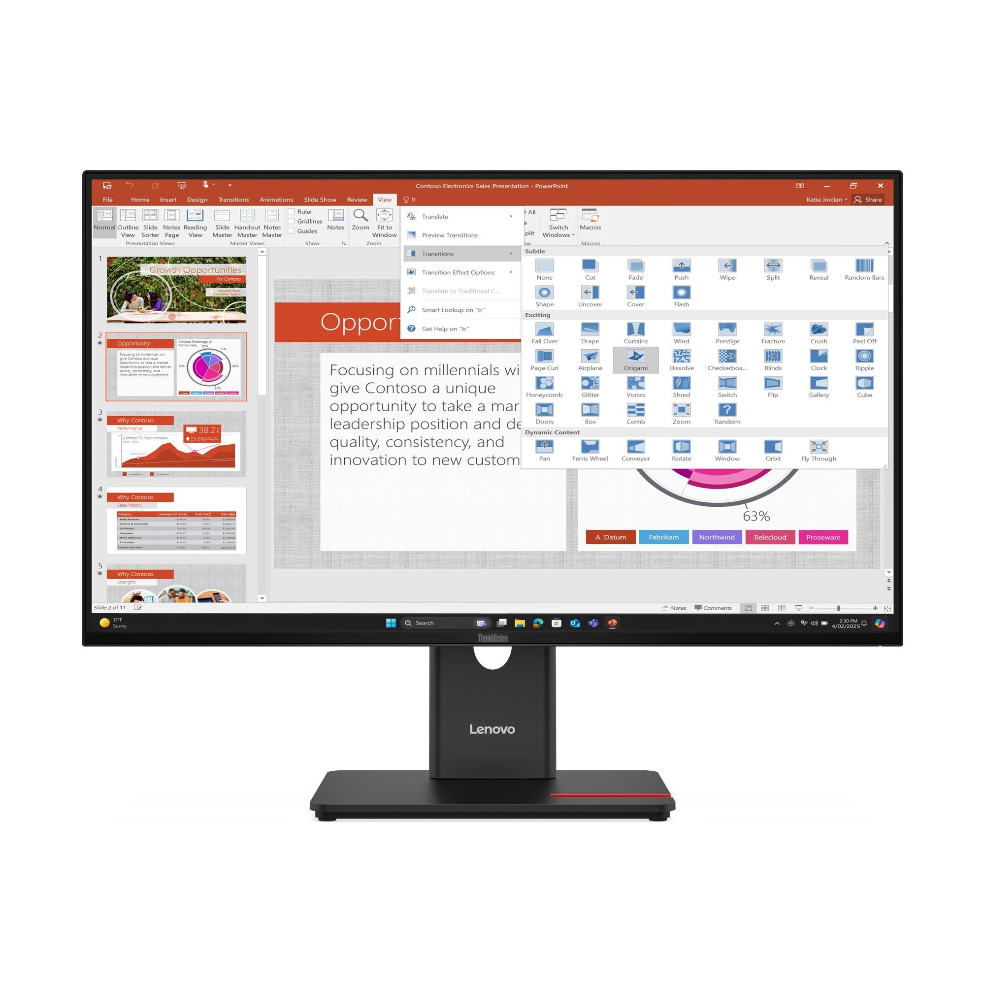 Led Monitor Lenovo ThinkVision T27-40 27" 1920 x 1080 px Ips Pls