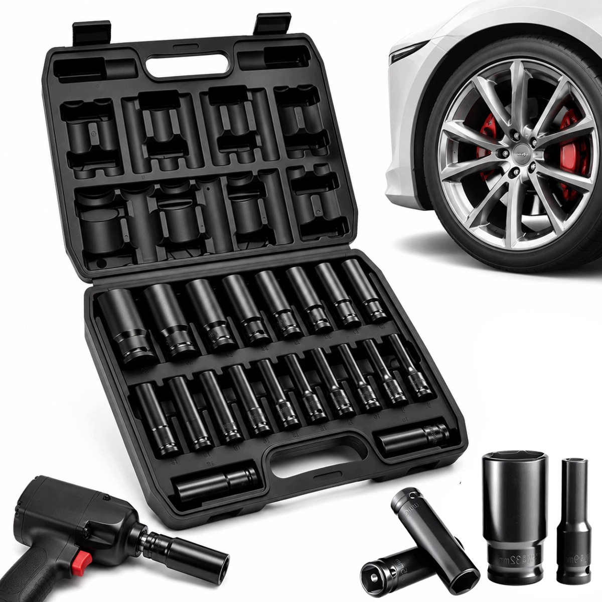 Zestaw Nasadek Udarowych 8-32 MM Nasadki Udarowe Cr-V Klucze Nasadowe