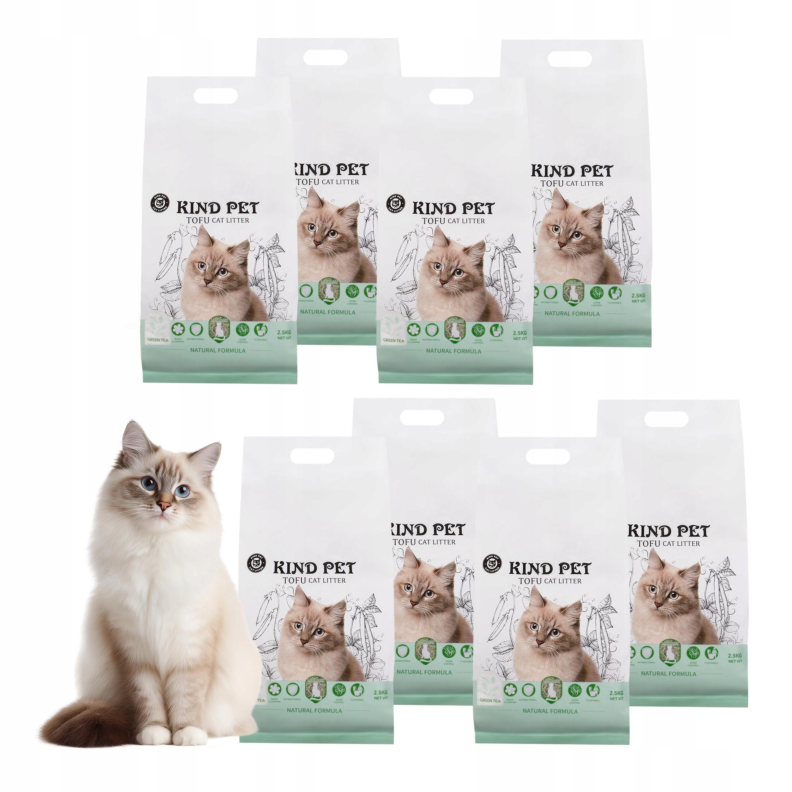 Levně Stelivo pro kočky tofu Carinio Kind Pet Eko splachovatelné 2,5 kg 6 l