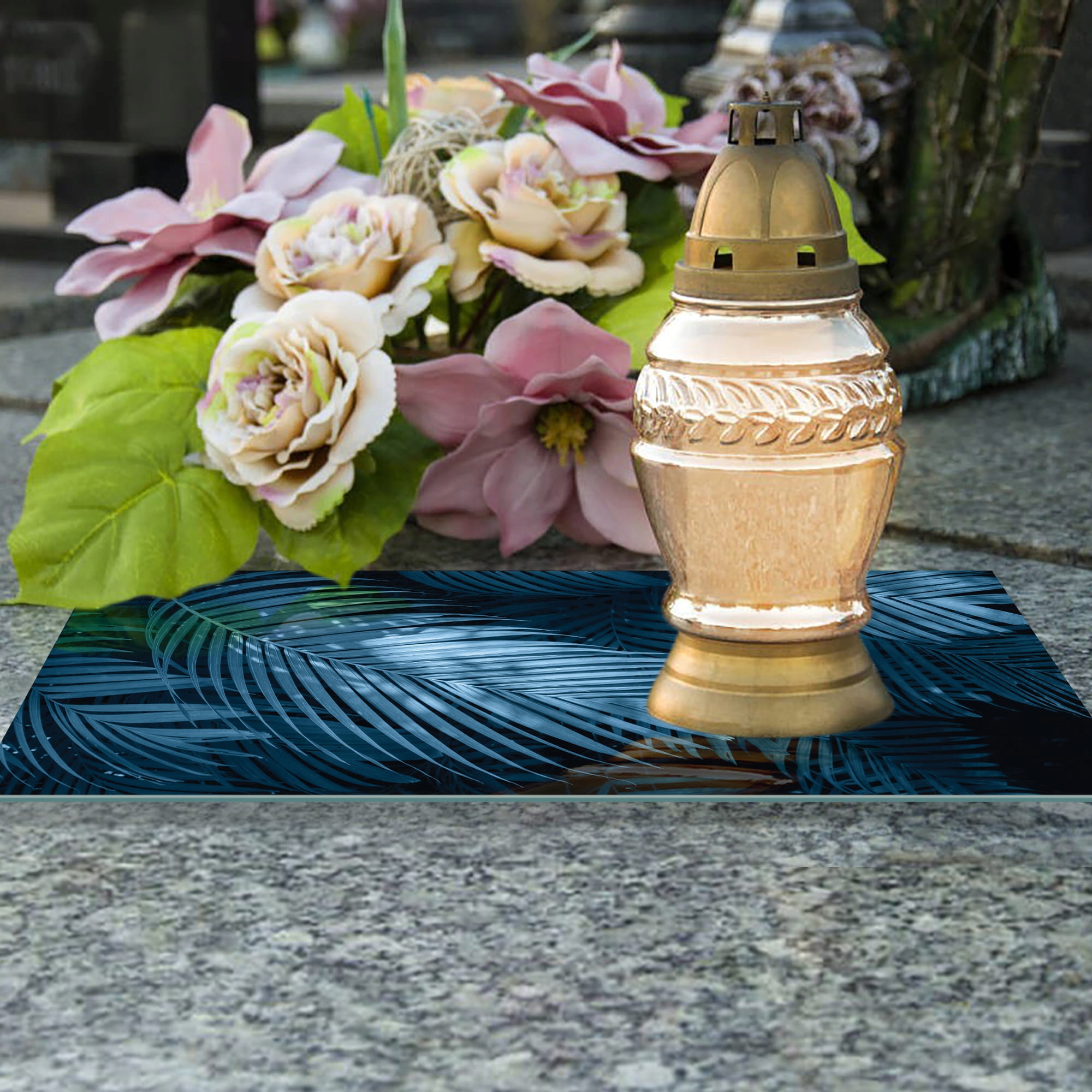 SZKLANA PODSTAWKA POD ZNICZE 60x20cm Liście 382c Kod producenta deska-szklana-382c