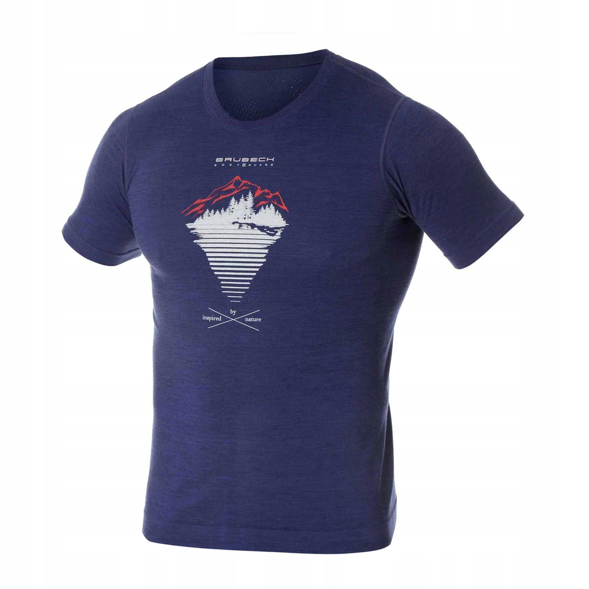 Koszulka Brubeck Outdoor Wool Pro krótki rękaw ciemnoniebieska góry XL
