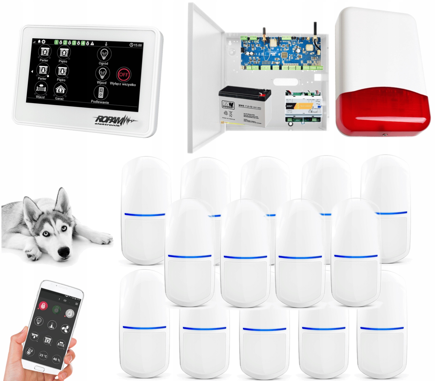 Alarm Ropam NeoGSM-IP-64 14 Czujek Slim Gsm App