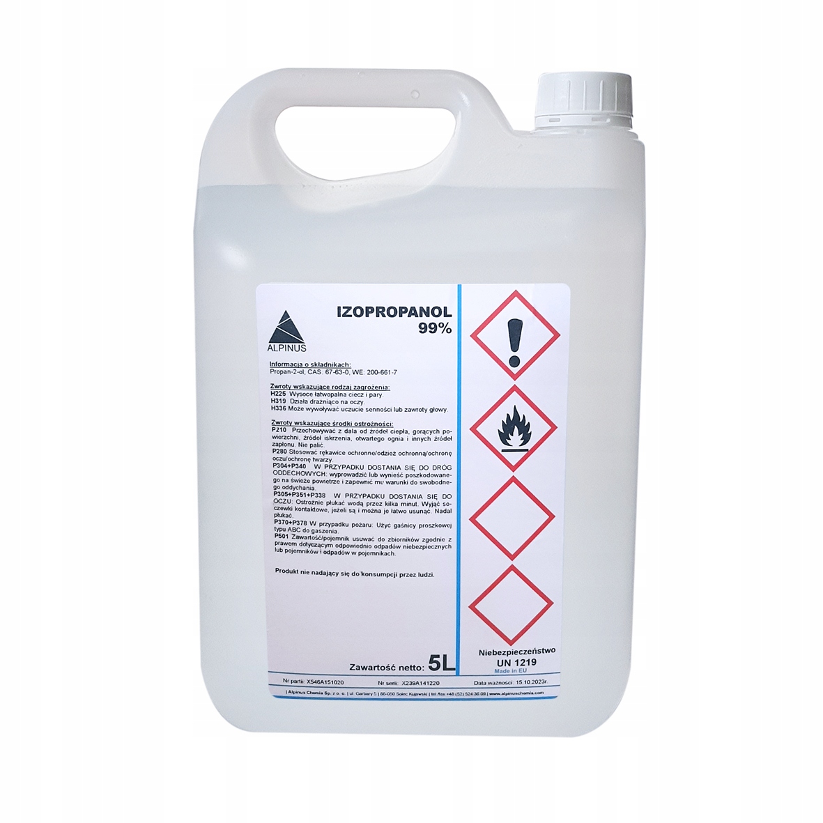 Ізопропанол 99%, 6x5 літрів-alpinus хімія