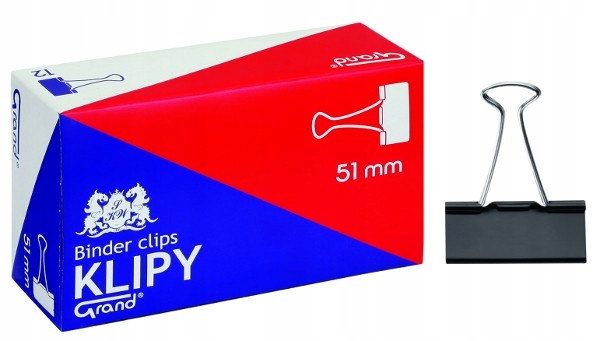 

Klipy biurowe czarne Grand 51 mm 12 sztuk