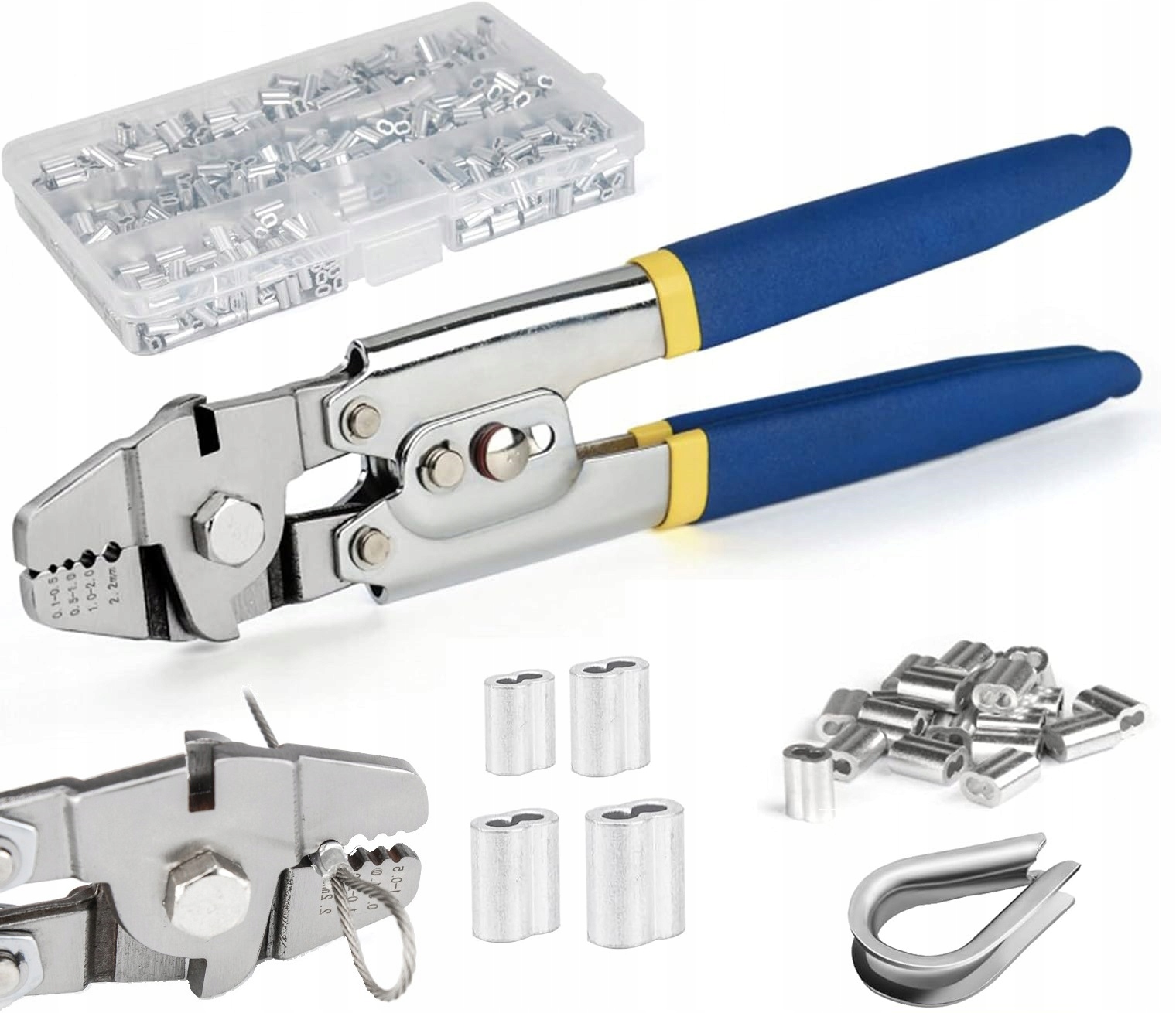 Narzędzie Do Zaciskania Linek Stalowych Zaciskarka 176 Elementów Zestaw