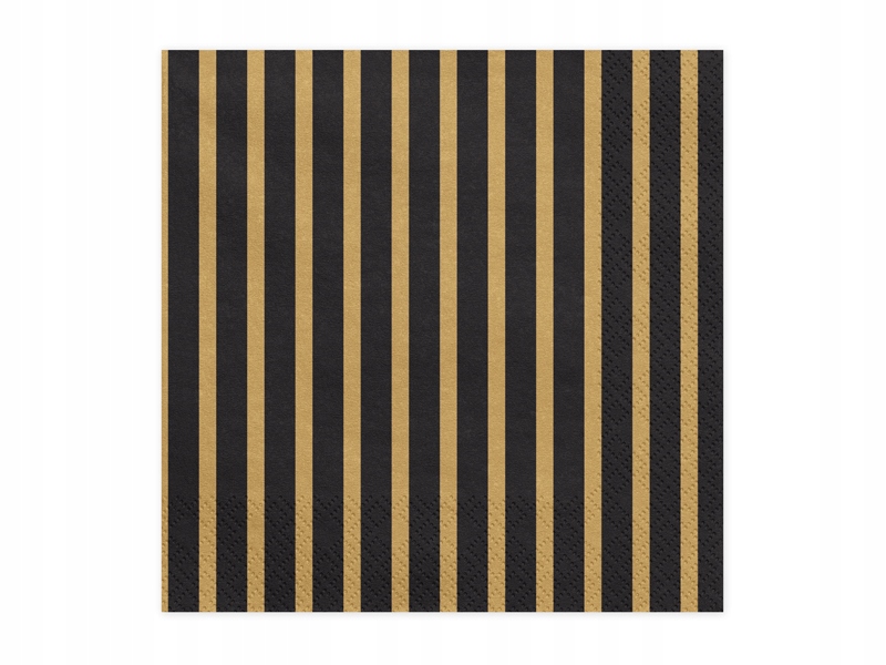 

Serwetki Paski czarno złote 33x33cm Party
