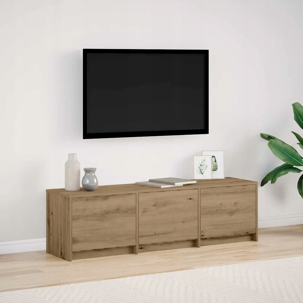 vidaXL Szafka Rtv z Led z szufladą Dąb rzemieślniczy 140 x 34 x 40 cm
