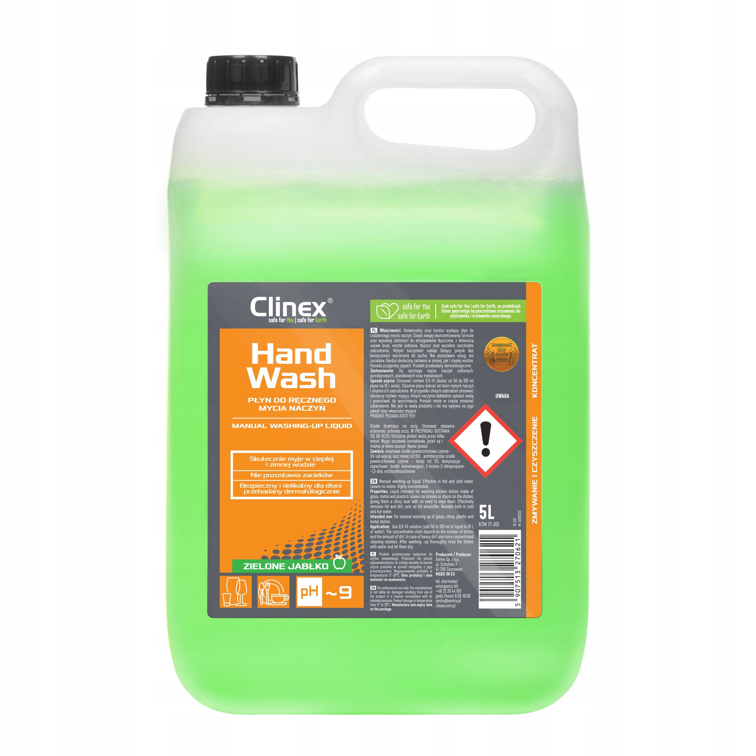 Płyn do ręcznego mycia naczyń CLINEX HAND WASH 5L