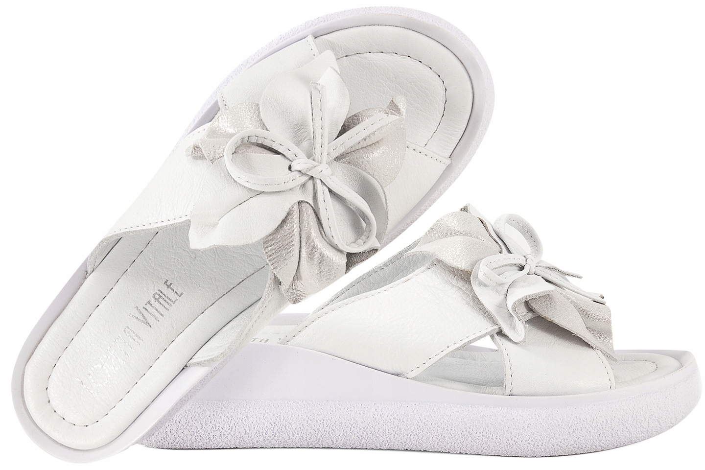 Loretta Vitale 6093 Kožené Nazouváky Dámské Koturn Na Platformě bílé 41