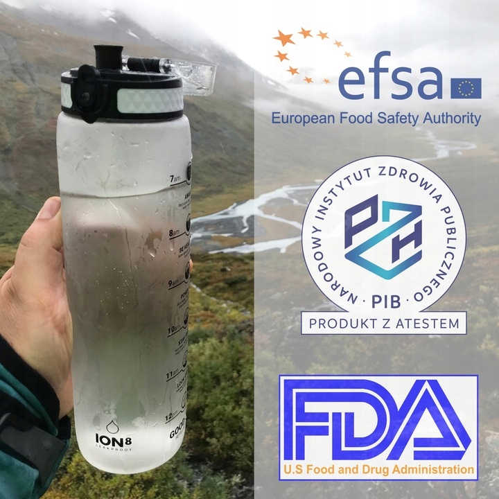 Bidon Butelka na wodę dla dzieci z miarką 500 ml - niebieska, z kubkiem Marka Ion8