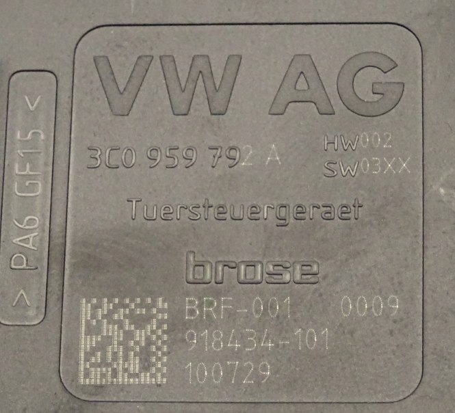 PASSAT B7 SILNICZEK SZYBY PRAWY PRZÓD 3C0959792A Typ samochodu Samochody osobowe