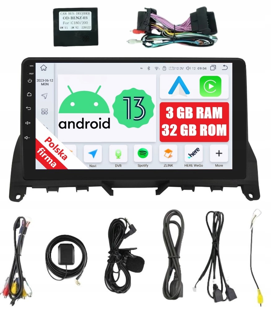 Rádio 2DIN Navigácia Androidmercedes C W204 C204 Carplay Dsp 3/32 Gb