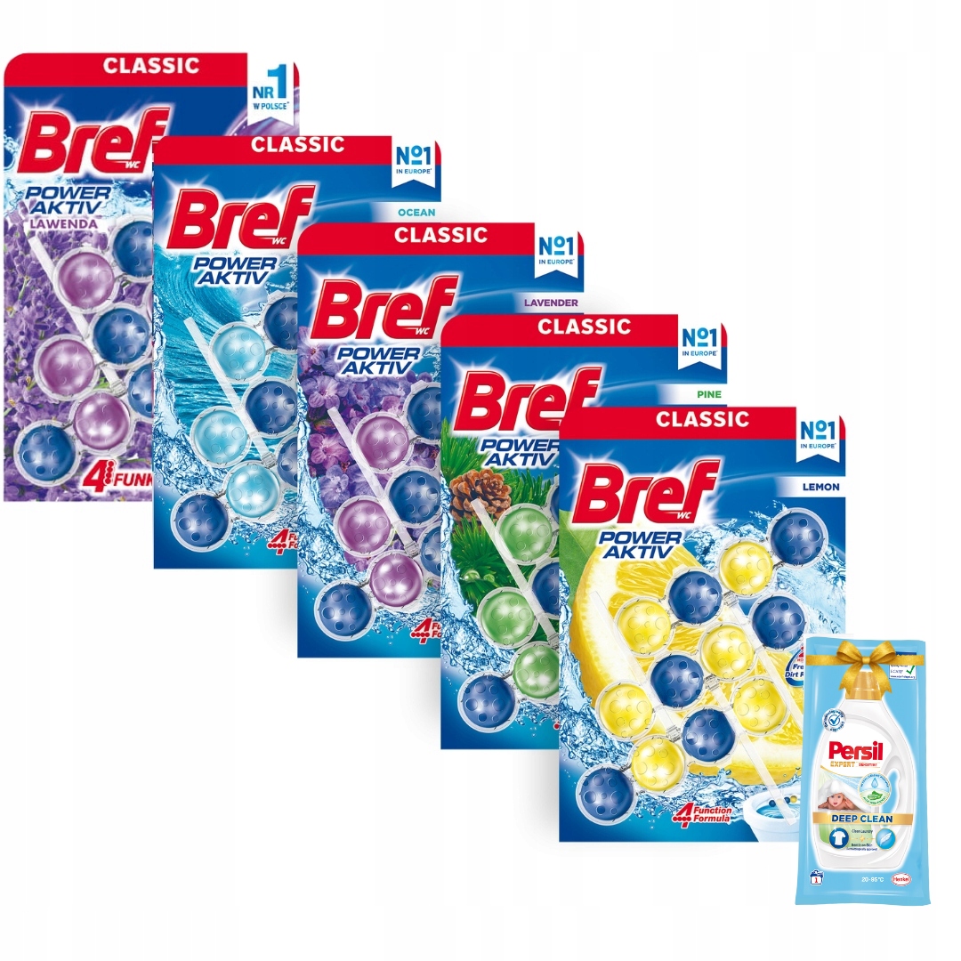 Levně Bref Power Přívěsek na Wc Pine Lemon Lavenda Mix 3x50g x5 Dárek