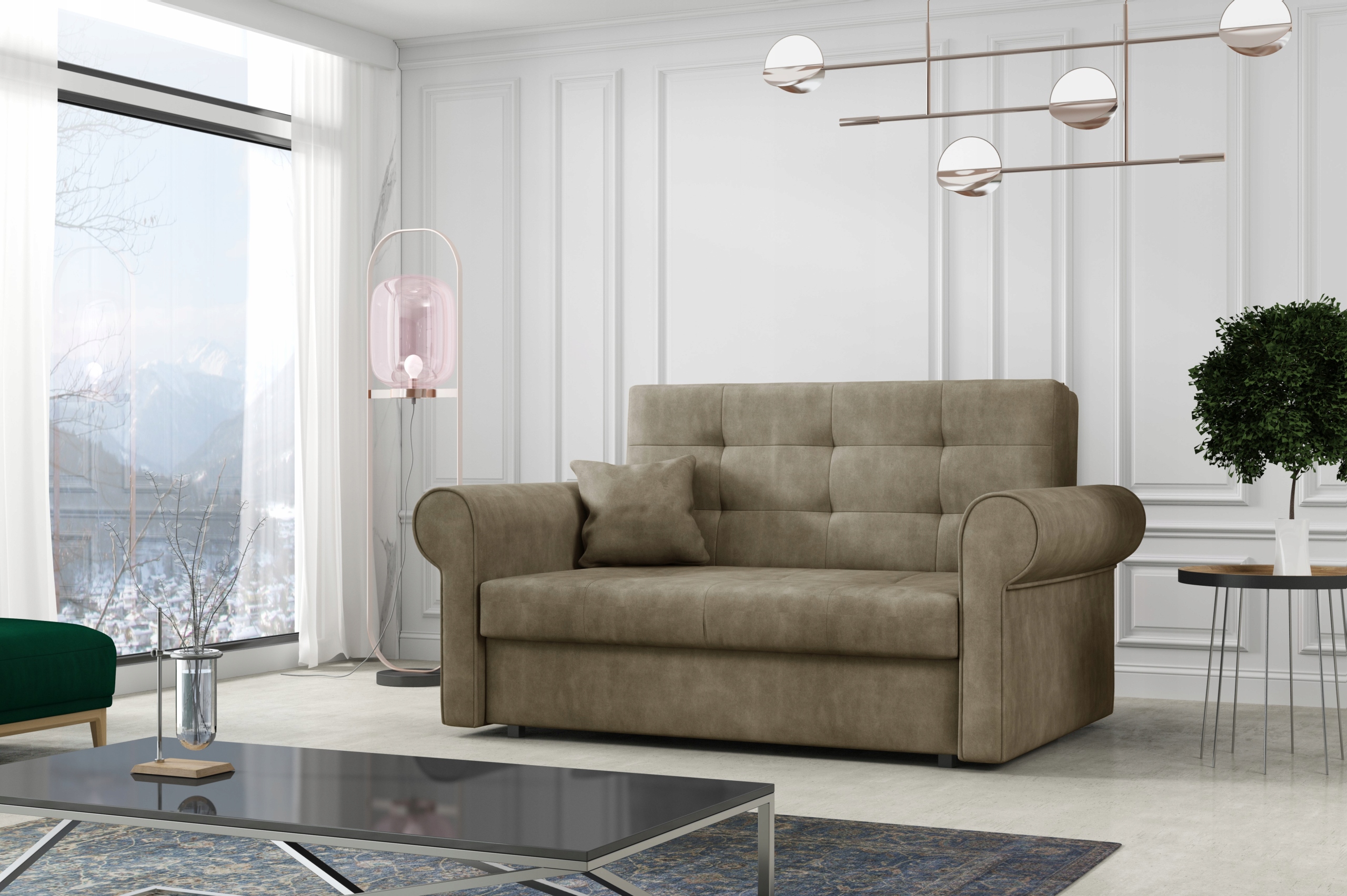 

sofa Viga II Silver amerykanka z pojemnikiem w pik