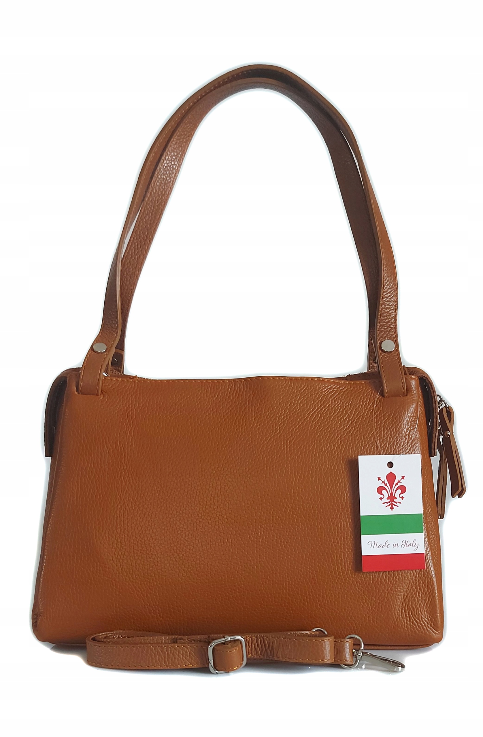 Italská klasická kabelka Vera Pelle na rameno, 3 komory, velmi prostorná