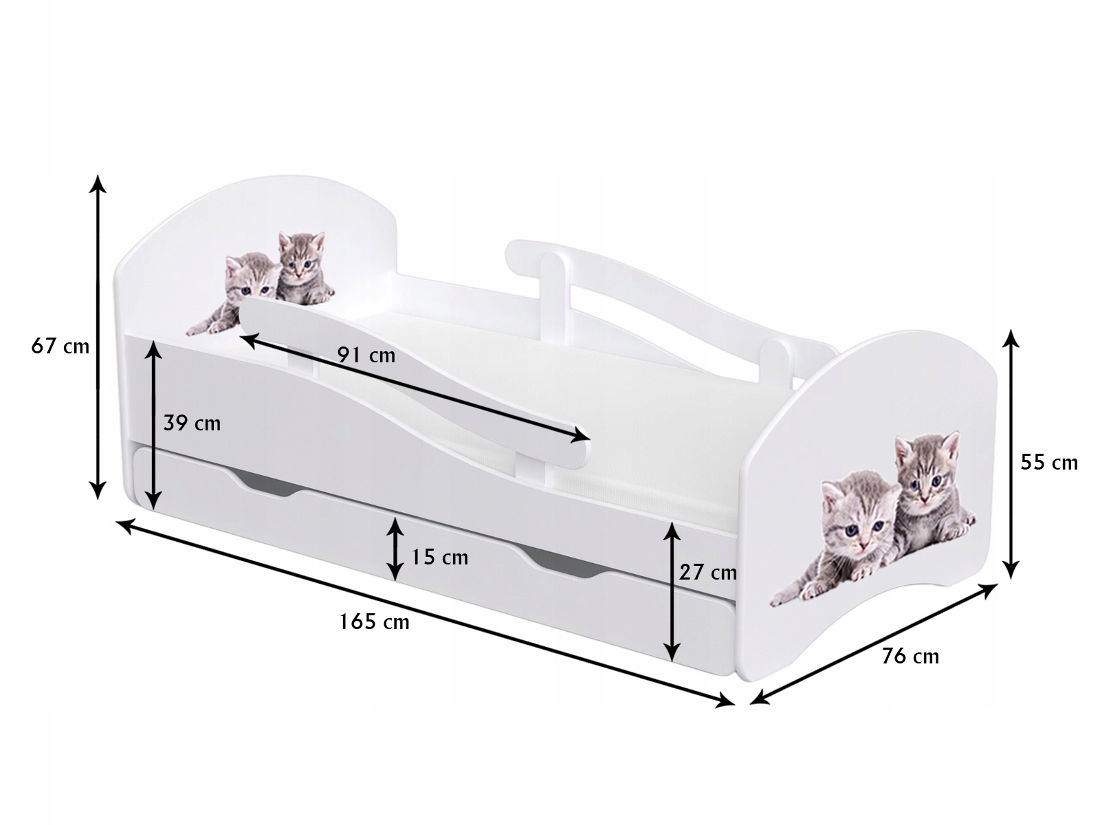 Łóżko dziecięce LEO 160x70 biało-wenge Szerokość mebla 76 cm