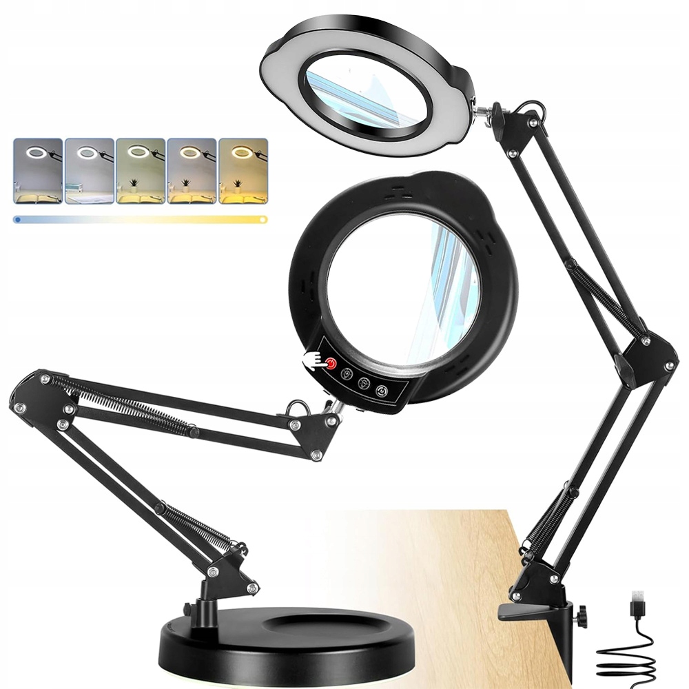 2V1 -10X-LAMPA Kosmetická Led Lupa Dermatologická Sklo, 5 Barevných Režimů