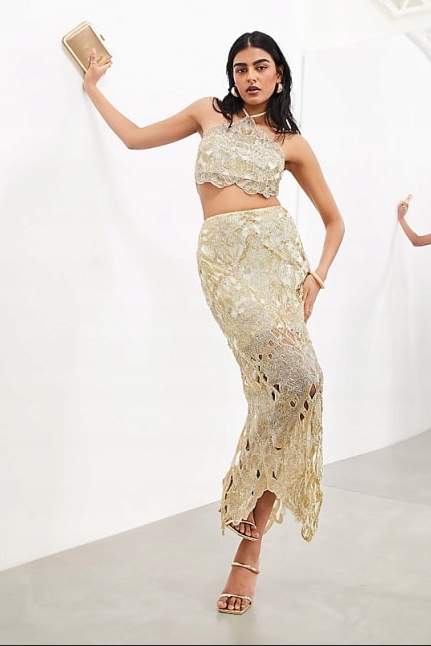 Krásný Zdobený Ažurový Koktejlový Komplet S Korálky Edition 38 M