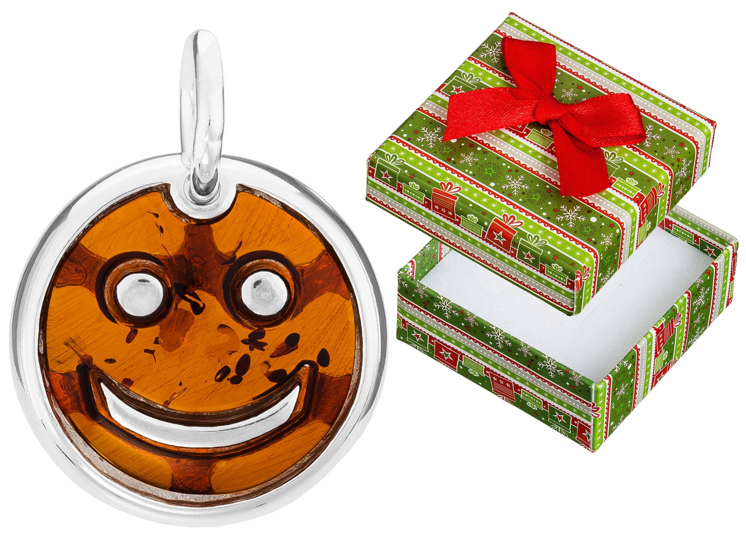 Stříbrný přívěsek Kolo s jantarem Přívěsek Kolečko Úsměv Emotka Stříbro