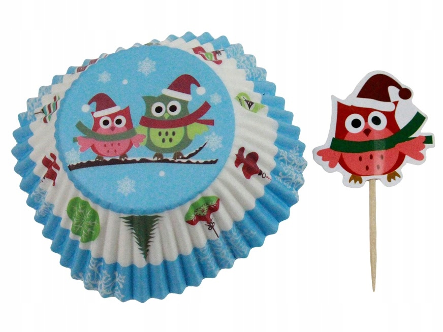 

Papiloty Na Muffinki Świąteczne Sówka 50szt 12cm