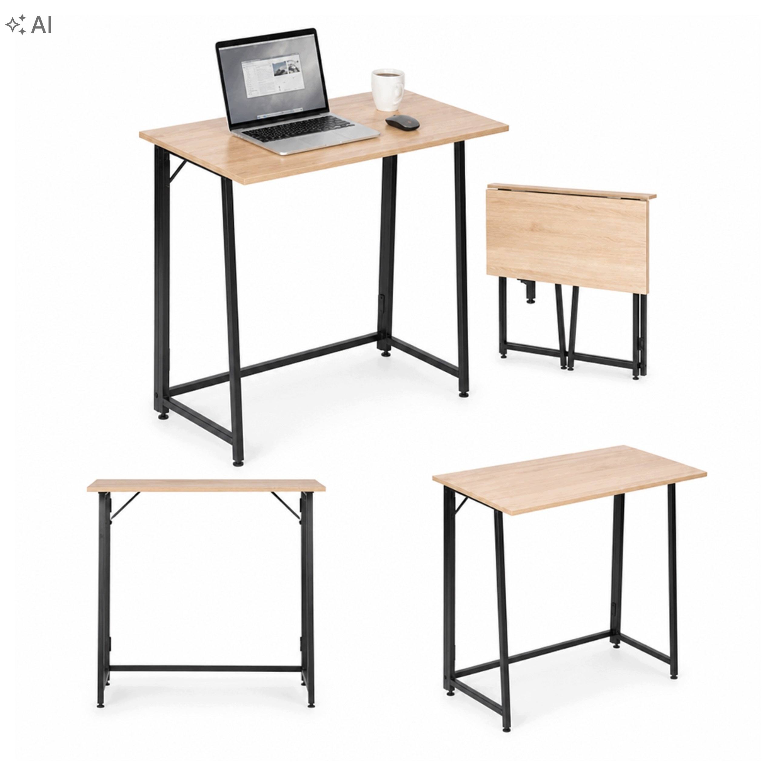Skládací počítačový stůl 80x45 cm Stolek pod notebook Loft Světlý dub