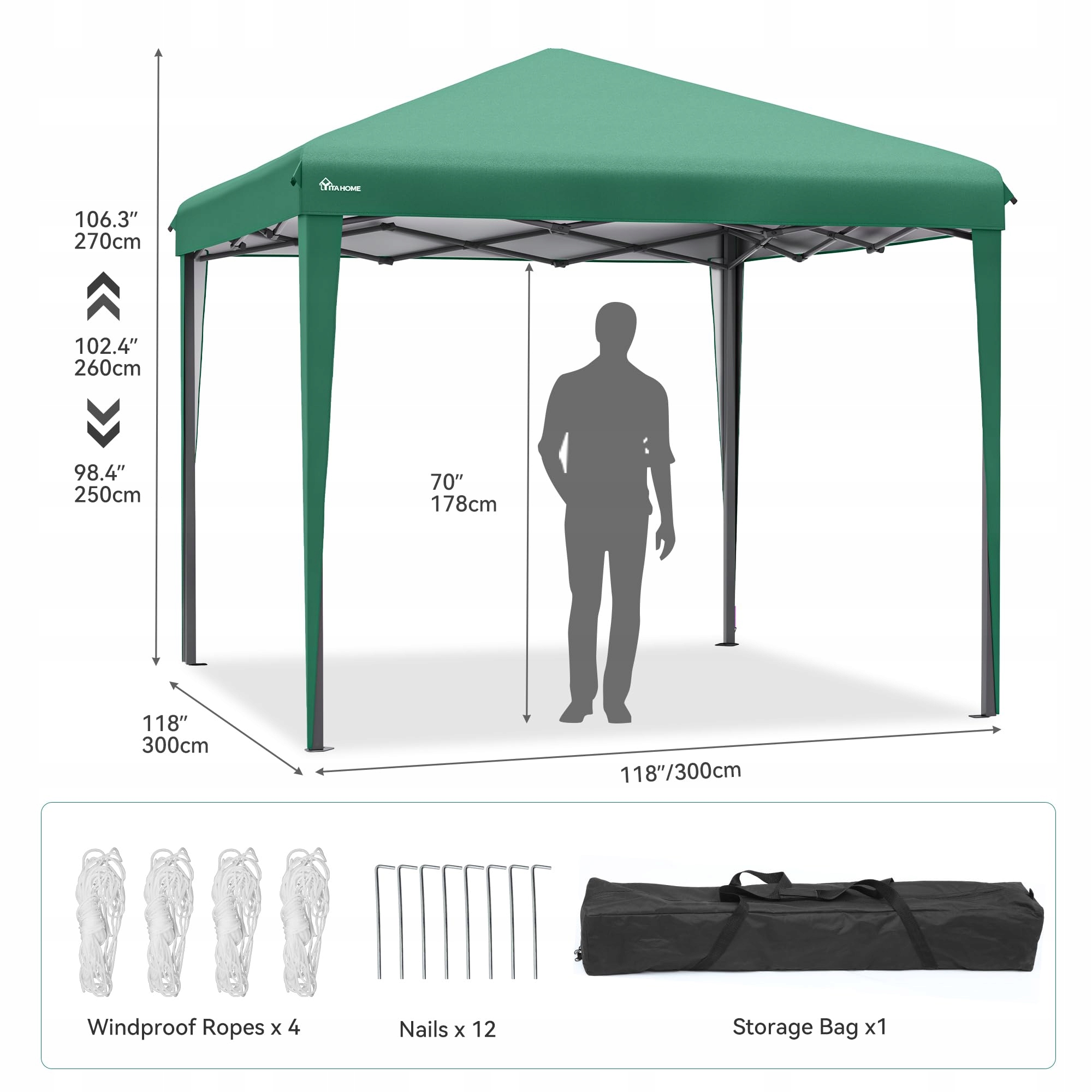 YITAHOME Namiot Ogrodowy 3x3m Wodoodporny Składany Anty-UV Na Camping — miniatura 5