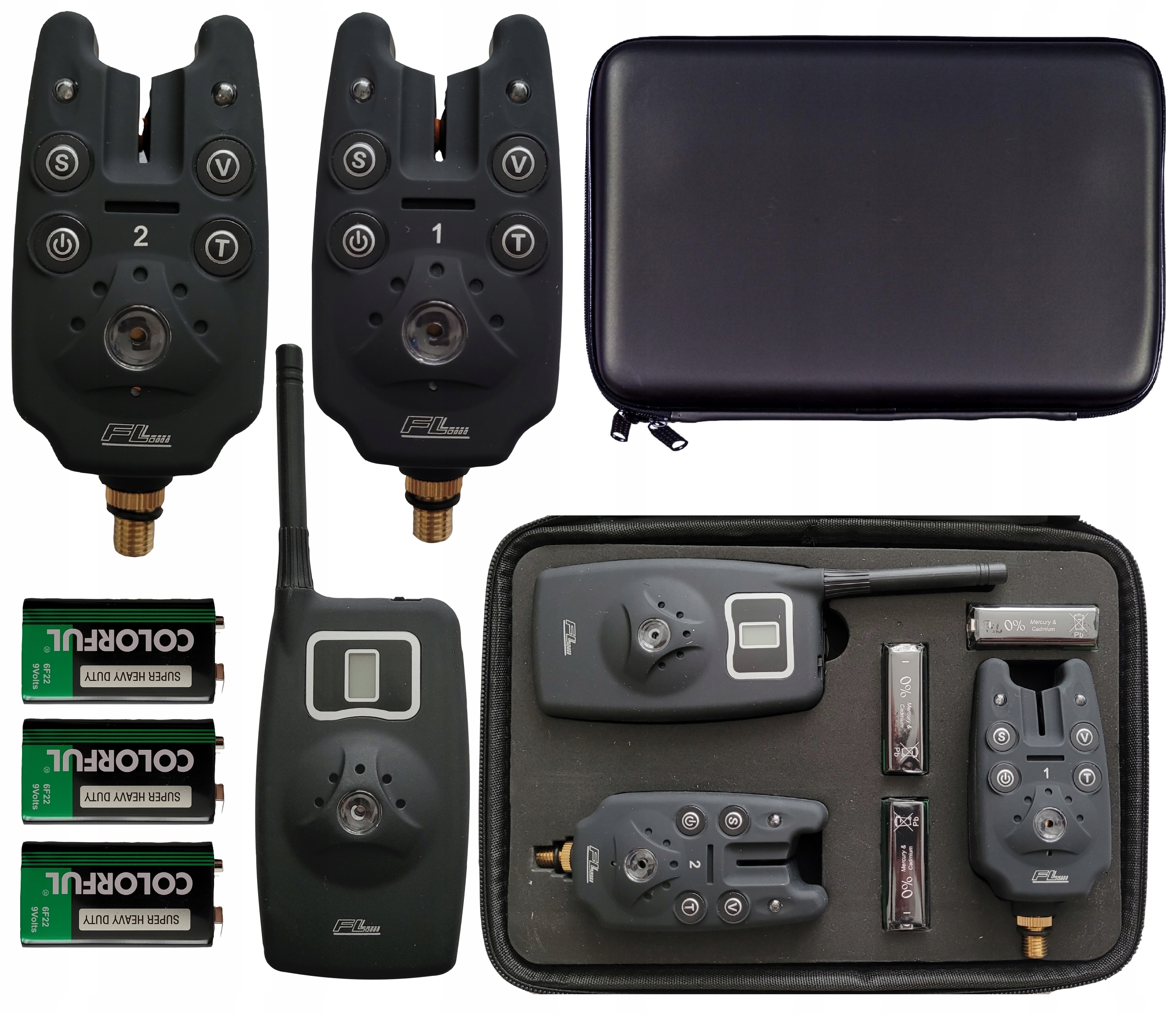 Zestaw 2x Sygnalizator brań Centralka czujnik brań