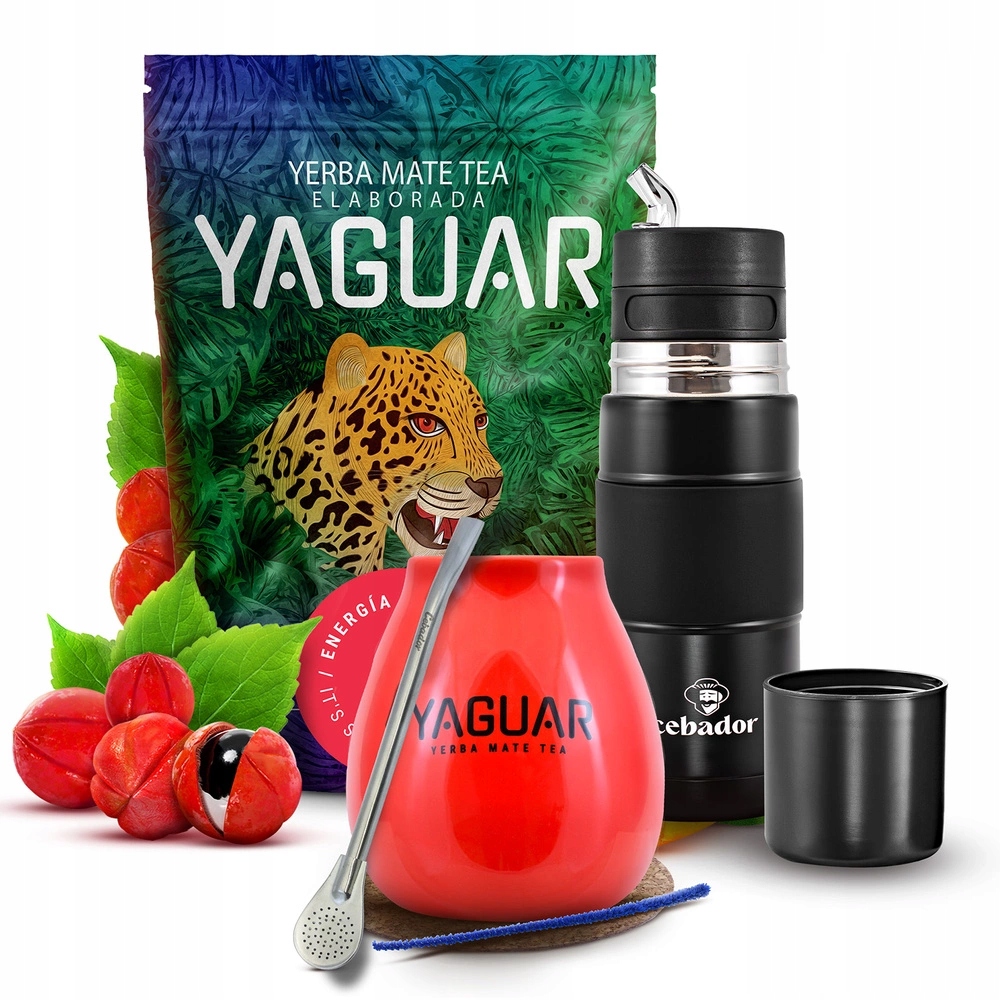 Set Yerba Mate Yaguar Energia Yerbomos X Cebador 500 g 0,5 kg