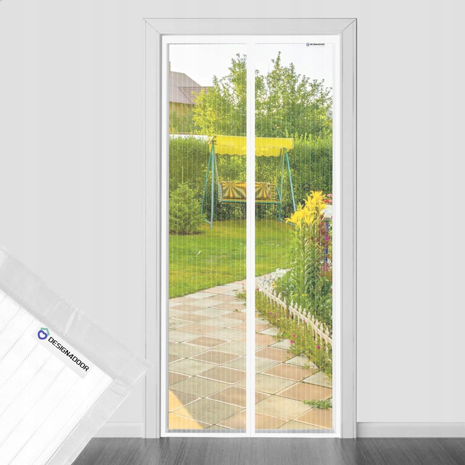 Moskytiéra design4door 80x170 cm bílá magnetická na dveře bez vrtání