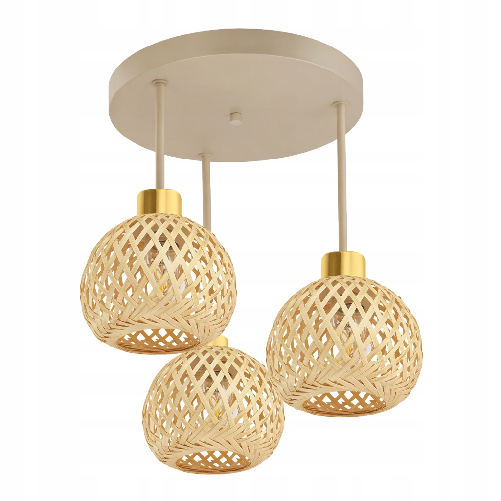 Moderní stropní svítidlo s lustrem Boho 3xE27 béžová zlatá do obývacího pokoje Led