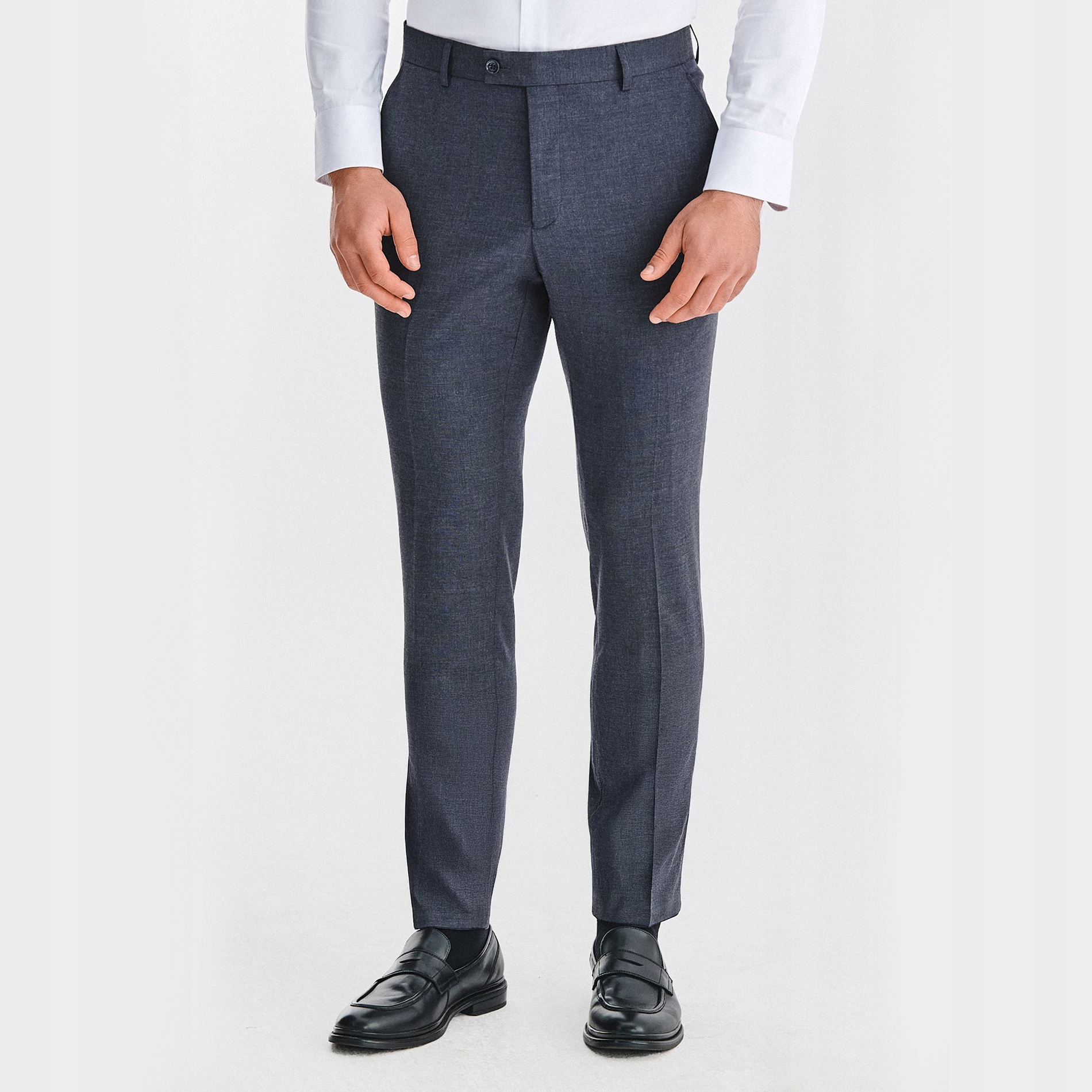 Tmavě modré oblekové kalhoty s melírovaným vzorem Pako Lorente vel