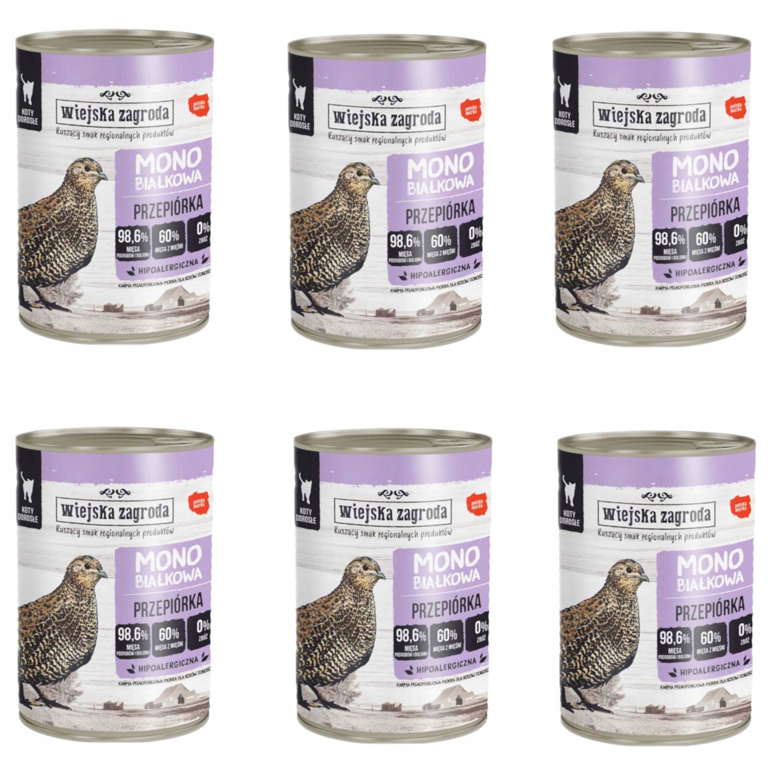 Wiejska Zagroda kot Monobiałkowa przepiórka 6x400g