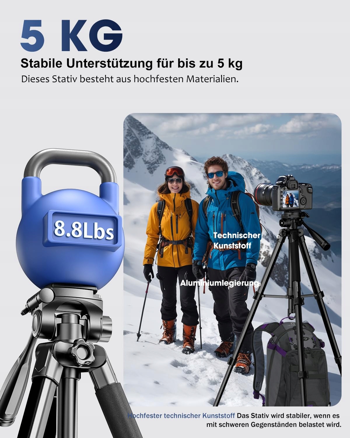 CAMBOFOTO 186cm Professional Aluminum Tripod & Monopod for DSLR & Phones — miniatura 2