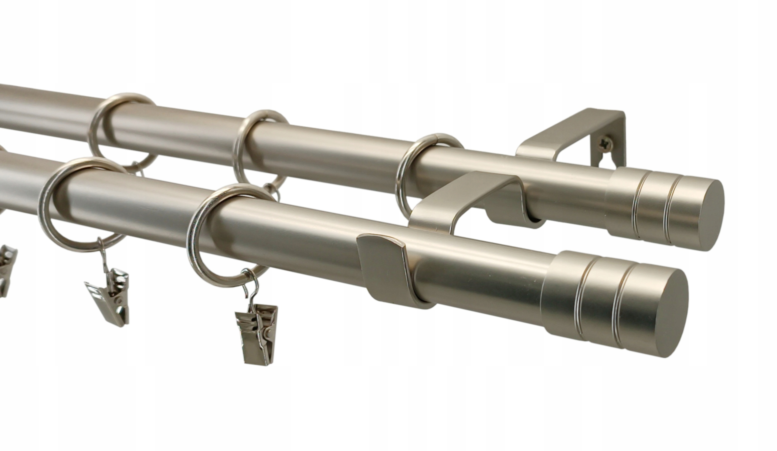 Dvojitá Garnýž kovová saténová mix koncovek Imperia Loft 19+19 mm 300 cm