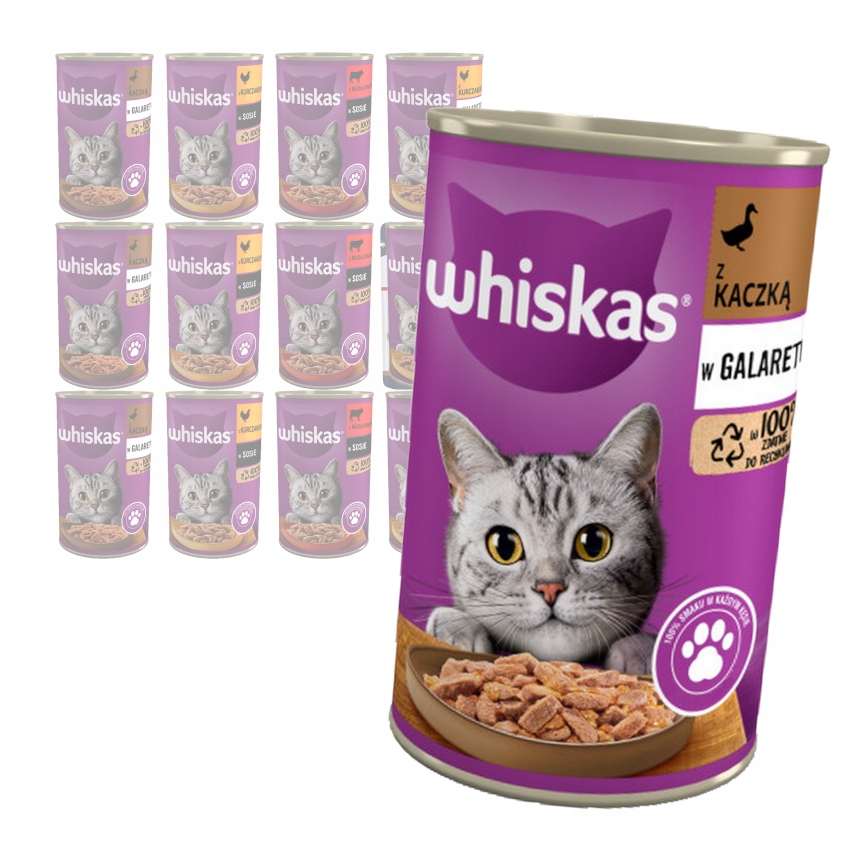Levně Whiskas Kuřecí kachna Hovězí maso Krmivo Pro Kočky 12x400 g
