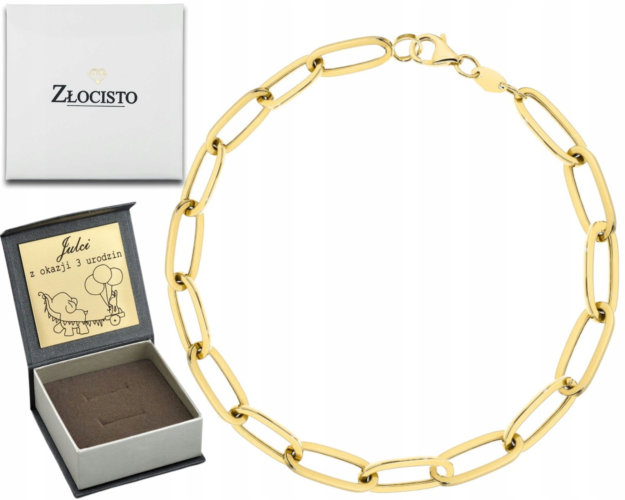 Zlatý Náramek Široké Články Elegantní Zlato 585 14K Dárek 19,5 CM