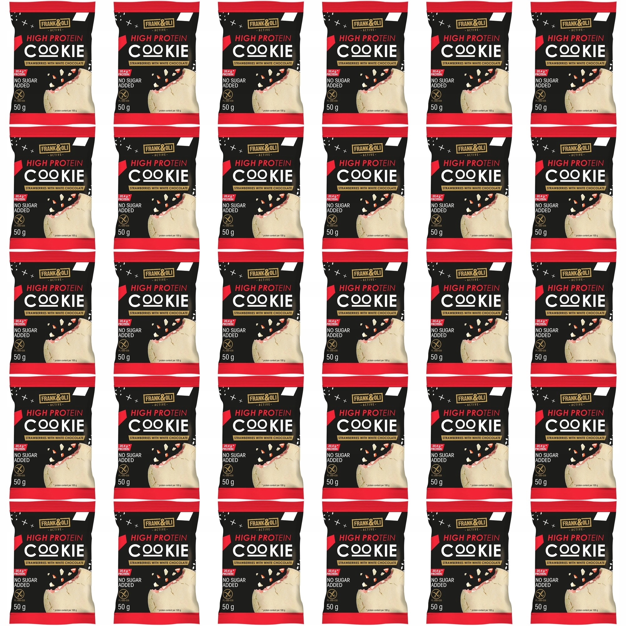 Zestaw ciasteczek Frank&Oli Ciasteczko proteinowe Truskawka z Białą 30 szt.