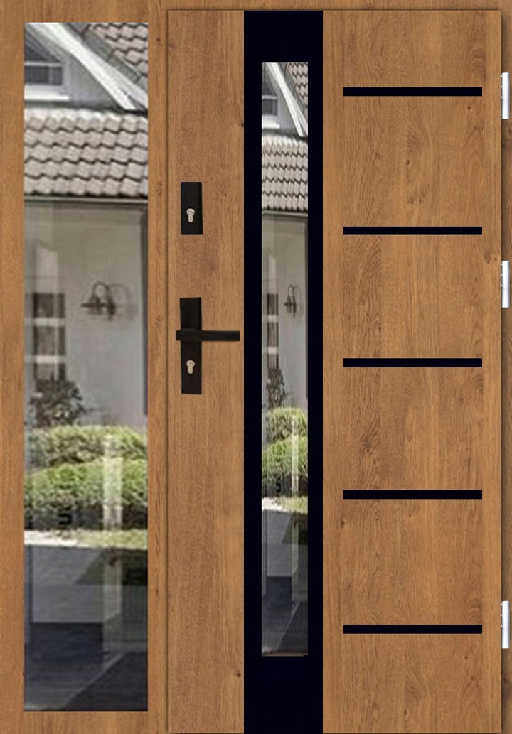 DRZWI STALOWE Z DOŚWIETLEM BOCZNYM DB INOX 16ZD5 BLACK PIANA UD 1,3