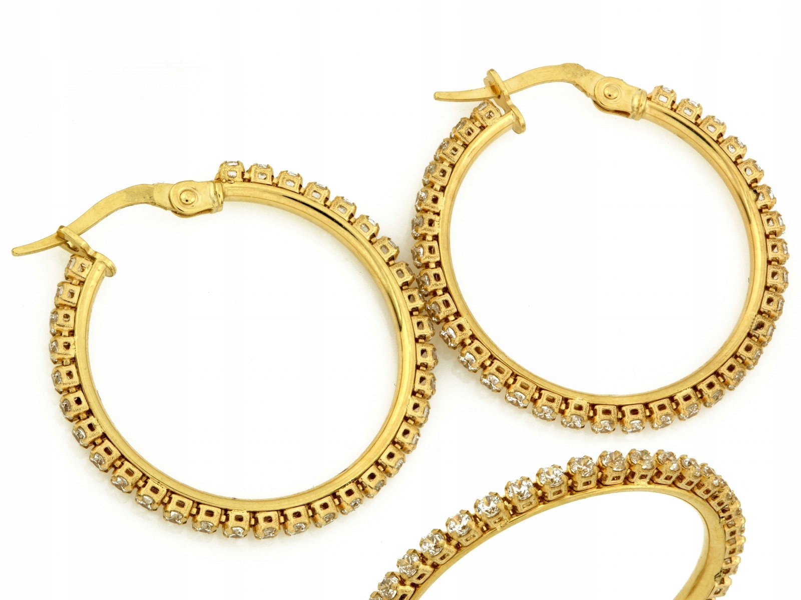 Zlaté náušnice 585 kolečka s klasickými zirkony 14 karátů, značkové pro ni